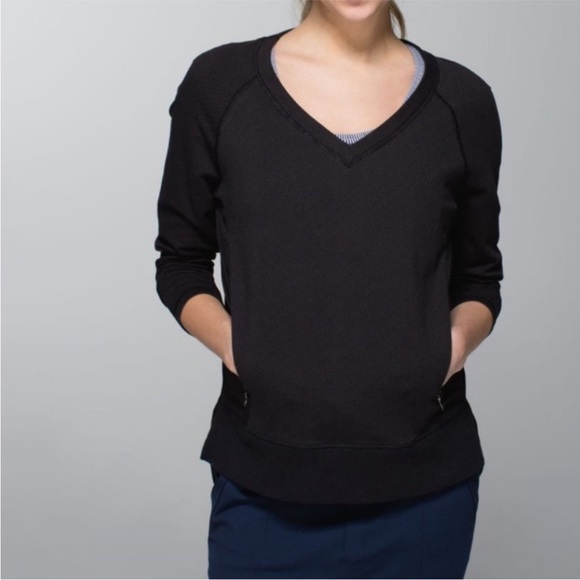 lululemon athletica Tops - Lululemon After Asana Pullover Telemark Print Black / Black Size 8
